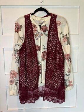 Burgundy Lace Vest